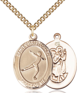 14kt Gold Saint Christopher Figure Skating Medal
