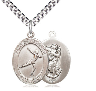 Sterling Silver Saint Christopher Figure Skating Medal Catholic Jewelry