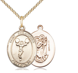14kt Gold Filled Saint Christopher Cheerleading Medal Catholic Jewelry