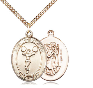 14kt Gold Filled Saint Christopher Cheerleading Medal Catholic Jewelry