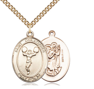 14kt Gold Filled Saint Christopher Cheerleading Medal Catholic Jewelry