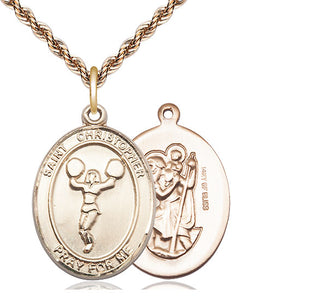 14kt Gold Filled Saint Christopher Cheerleading Medal Catholic Jewelry