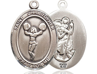 Pewter Saint Christopher Cheerleading Medal