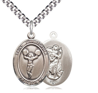 Sterling Silver Saint Christopher Cheerleading Medal Catholic Jewelry