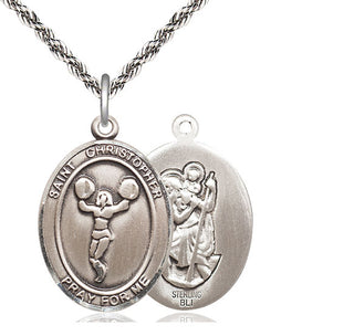 Sterling Silver Saint Christopher Cheerleading Medal Catholic Jewelry