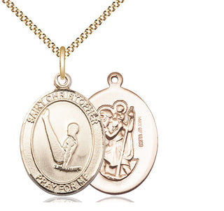 14kt Gold Filled Saint Christopher Gymnastics Medal Catholic Jewelry