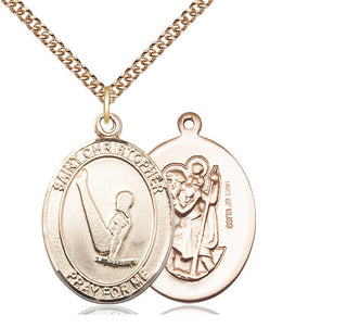 14kt Gold Filled Saint Christopher Gymnastics Medal Catholic Jewelry
