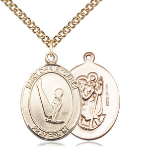 14kt Gold Filled Saint Christopher Gymnastics Medal Catholic Jewelry