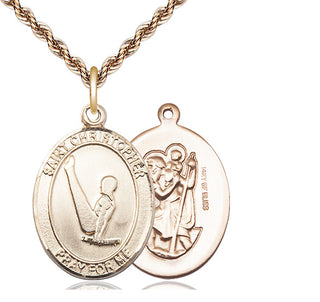 14kt Gold Filled Saint Christopher Gymnastics Medal Catholic Jewelry