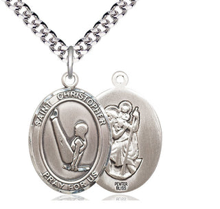 Pewter Saint Christopher Gymnastics Medal Catholic Jewelry