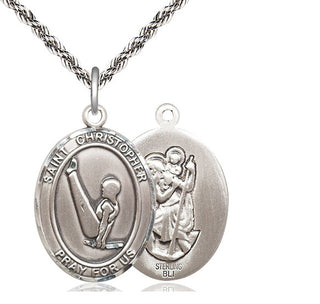 Sterling Silver Saint Christopher Gymnastics Medal Catholic Jewelry