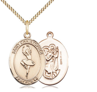 14kt Gold Filled Saint Christopher Dance Medal Catholic Jewelry