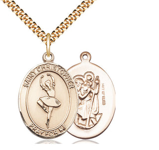 14kt Gold Filled Saint Christopher Dance Medal Catholic Jewelry