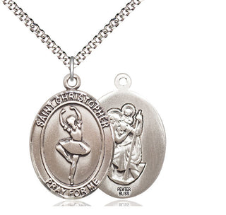 Pewter Saint Christopher Dance Medal Catholic Jewelry