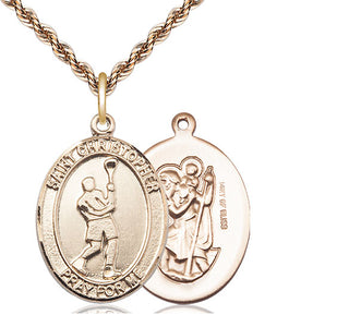 14kt Gold Filled Saint Christopher Lacrosse Medal Catholic Jewelry