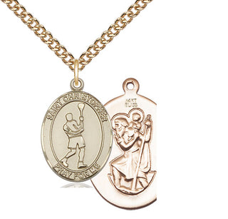 14kt Gold Saint Christopher Lacrosse Medal
