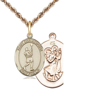 14kt Gold Saint Christopher Lacrosse Medal