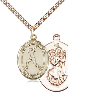 14kt Gold Saint Christopher Softball Medal