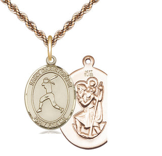 14kt Gold Saint Christopher Softball Medal