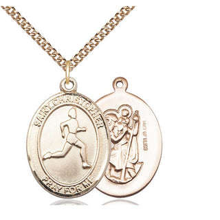 14kt Gold Filled Saint Christopher Track&Field Medal Catholic Jewelry