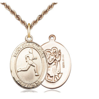 14kt Gold Filled Saint Christopher Track&Field Medal Catholic Jewelry