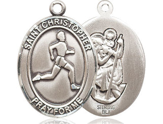 Sterling Silver Saint Christopher Track&Field Medal Catholic Jewelry