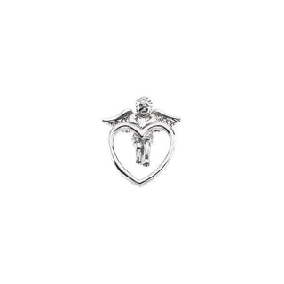 Sterling Silver Cherub Angel with Heart Lapel Pin