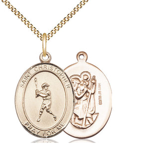 14kt Gold Filled Saint Christopher Baseball Medal Catholic Jewelry