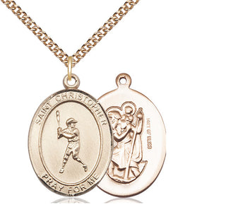 14kt Gold Filled Saint Christopher Baseball Medal Catholic Jewelry