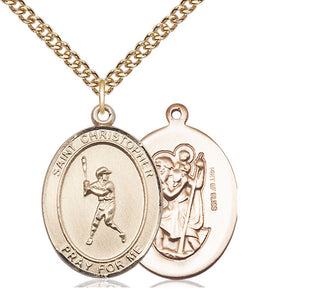 14kt Gold Filled Saint Christopher Baseball Medal Catholic Jewelry