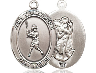Pewter Saint Christopher Baseball Medal
