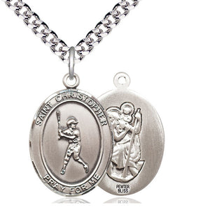 Pewter Saint Christopher Baseball Medal Catholic Jewelry