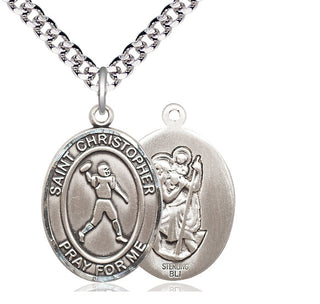 Sterling Silver Saint Christopher Football Medal Catholic Jewelry