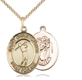 14kt Gold Filled Saint Christopher Golf Medal Catholic Jewelry