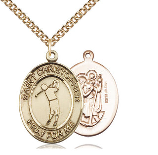 14kt Gold Filled Saint Christopher Golf Medal Catholic Jewelry