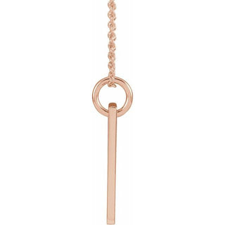 14K Rose Natural Emerald Cross Bar 16-18" Necklace