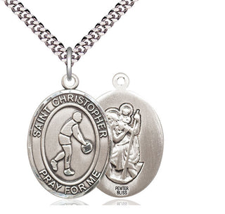 Pewter Saint Christopher Basketball Medal Catholic Jewelry