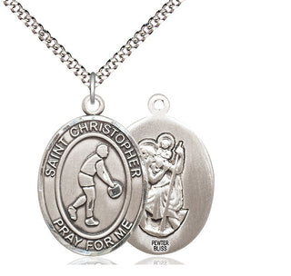Pewter Saint Christopher Basketball Medal Catholic Jewelry