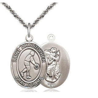 Sterling Silver Saint Christopher Basketball Medal Catholic Jewelry
