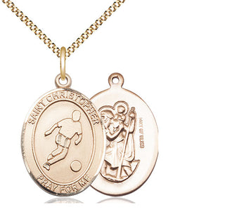 14kt Gold Filled Saint Christopher Soccer Medal Catholic Jewelry