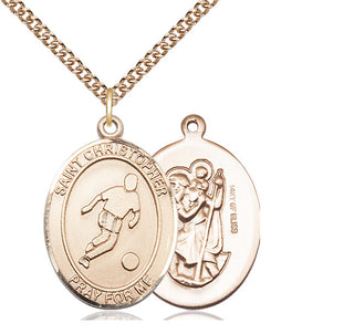 14kt Gold Filled Saint Christopher Soccer Medal Catholic Jewelry