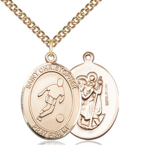 14kt Gold Filled Saint Christopher Soccer Medal Catholic Jewelry