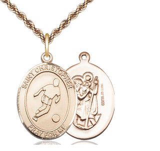 14kt Gold Filled Saint Christopher Soccer Medal Catholic Jewelry