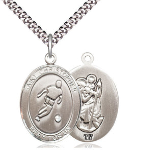 Pewter Saint Christopher Soccer Medal Catholic Jewelry