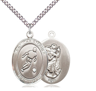 Sterling Silver Saint Christopher Soccer Medal Catholic Jewelry