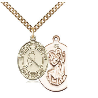 14kt Gold Saint Christopher Ice Hockey Medal