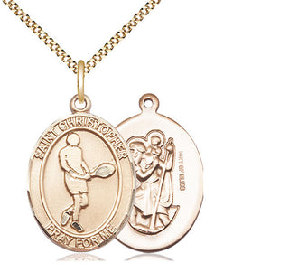 14kt Gold Filled Saint Christopher Tennis Medal Catholic Jewelry