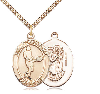 14kt Gold Filled Saint Christopher Tennis Medal Catholic Jewelry