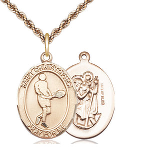 14kt Gold Filled Saint Christopher Tennis Medal Catholic Jewelry