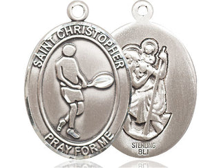 Sterling Silver Saint Christopher Tennis Medal Catholic Jewelry